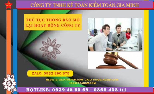 Thủ tục thông báo mở lại hoạt động công ty tại Phú Thọ