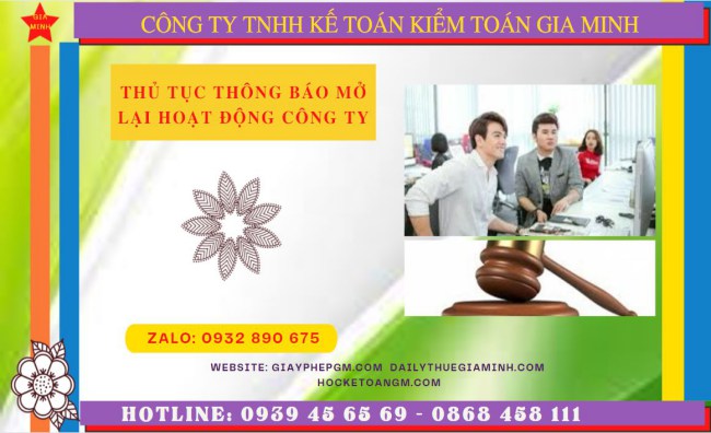 Thủ tục thông báo mở lại hoạt động công ty tại Quảng Bình