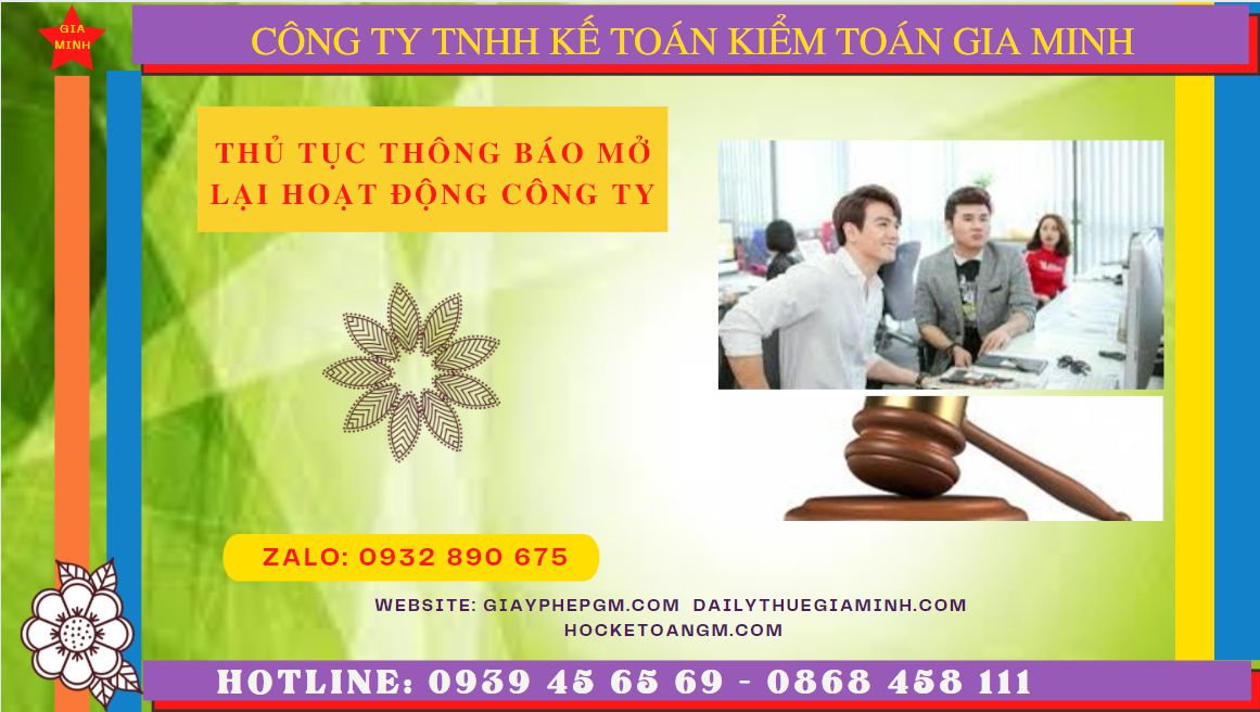 Thủ tục thông báo mở lại hoạt động công ty tại Quảng Nam – Gia Minh hỗ trợ trọn gói 4 Thủ tục thông báo mở lại hoạt động công ty tại Quảng Nam