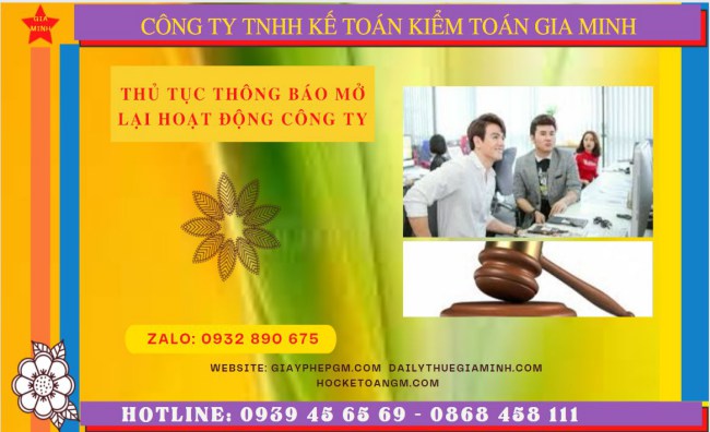 Thủ tục thông báo mở lại hoạt động công ty tại Sóc Trăng