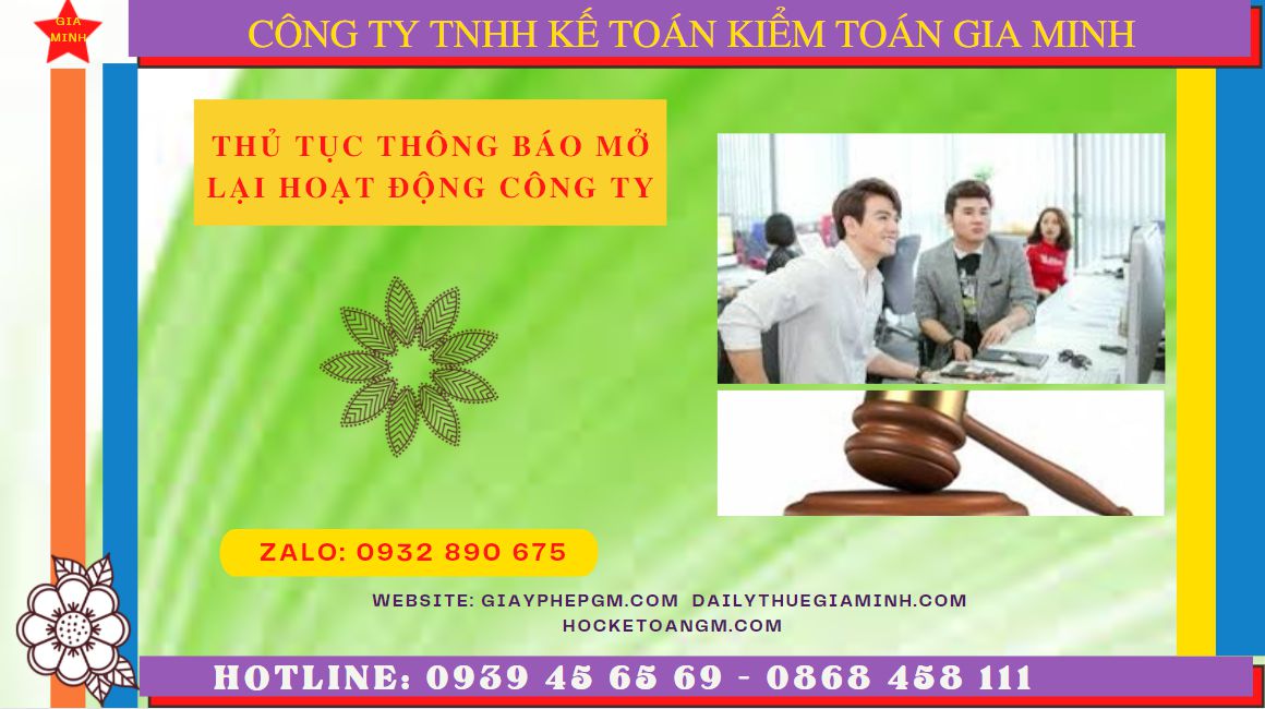 Thủ tục thông báo mở lại hoạt động công ty tại Thái Bình