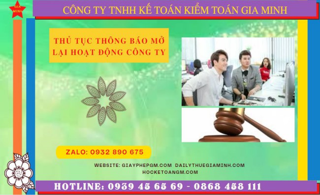 Thủ tục thông báo mở lại hoạt động công ty tại Thái Nguyên