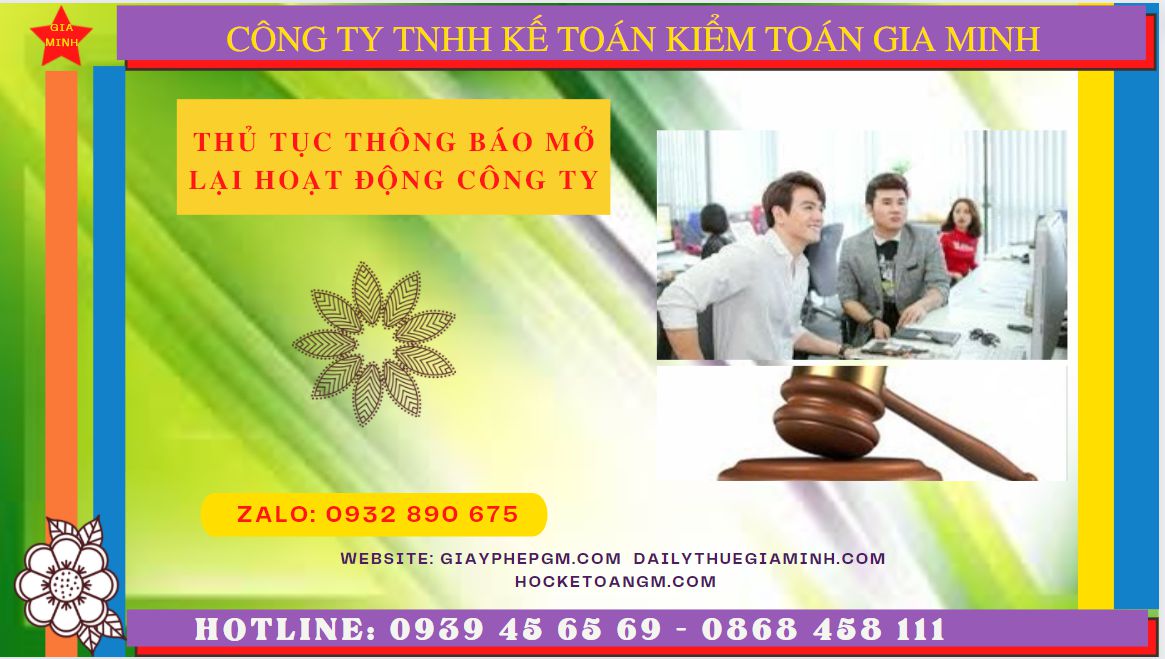 Thủ tục thông báo mở lại hoạt động công ty tại Thanh Hóa