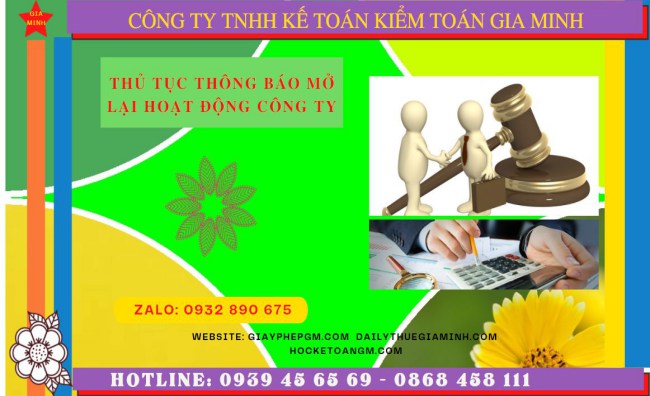 Thủ tục thông báo mở lại hoạt động công ty tại TP Hồ Chí Minh
