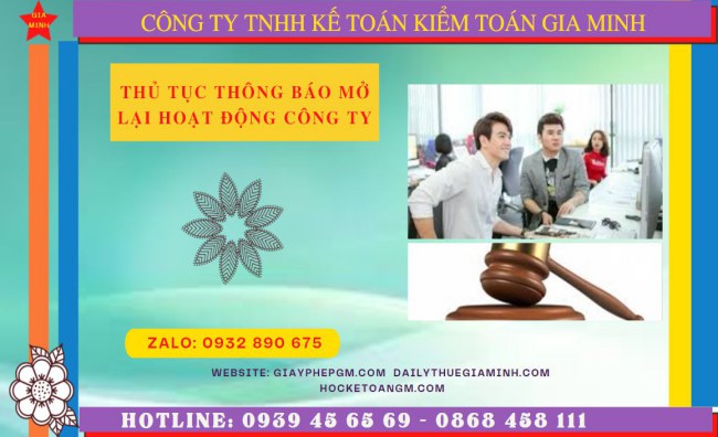 Thủ tục thông báo mở lại hoạt động công ty tại TP Hưng Yên