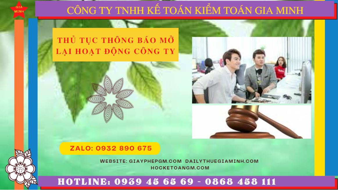 Thủ tục thông báo hoạt động trở lại của công ty tại Vĩnh Long
