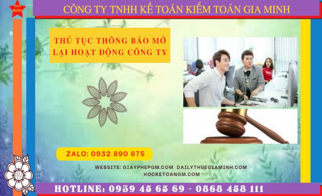 Thủ tục thông báo mở lại hoạt động công ty tại Vũng Tàu