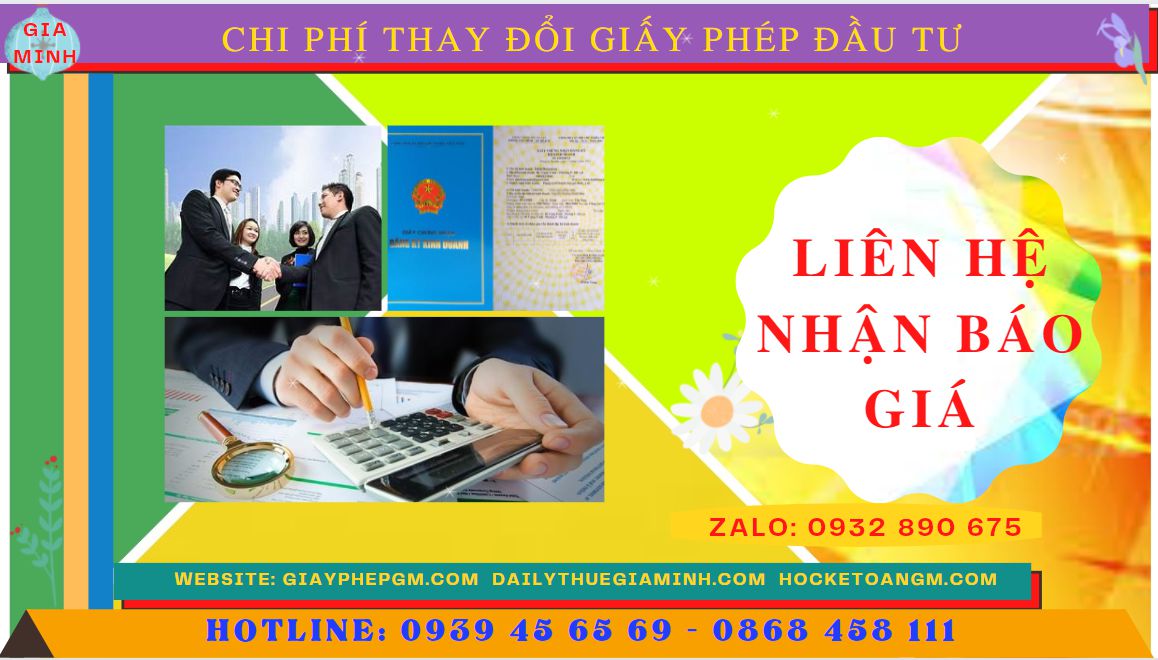 DỊCH VỤ CHUYÊN THAY ĐỔI GIẤY PHÉP ĐẦU TƯ TẠI TP HỒ CHÍ MINH 5 Bảng giá dịch vụ thay đổi giấy chứng nhận đầu tư tại TP Hồ Chí Minh