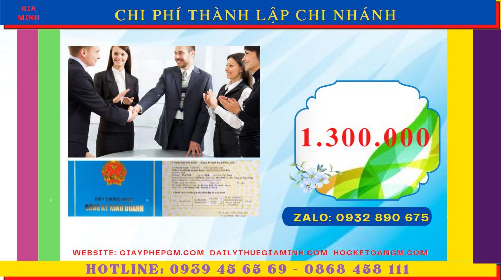 Dịch vụ thành lập chi nhánh công ty tại Hòa Bình 5 Chi phí thành lập chi nhánh công ty tại Hòa Bình