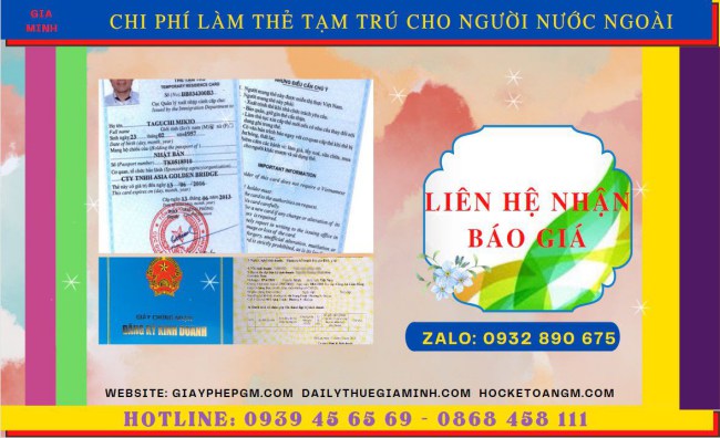 Chi phí xin cấp thẻ tạm trú cho người nước ngoài tại Nam Định