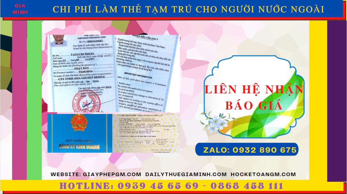 THỦ TỤC CẤP THẺ TẠM TRÚ CHO NGƯỜI NƯỚC NGOÀI TẠI THÀNH PHỐ HƯNG YÊN 5 Chi phí xin cấp thẻ tạm trú cho người nước ngoài tại Thành Phố Hưng Yên