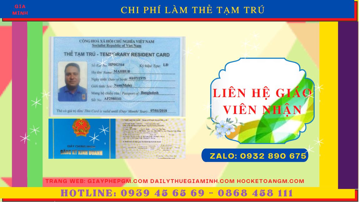 Chi phí xin cấp thẻ tạm trú cho người nước ngoài tại TP Hải Phòng 