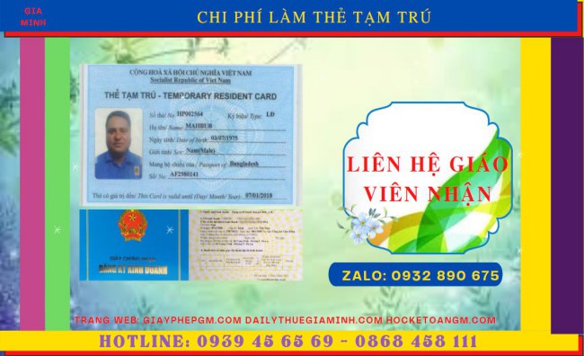 Chi phí xin cấp thẻ tạm trú cho người nước ngoài tại TPHCM
