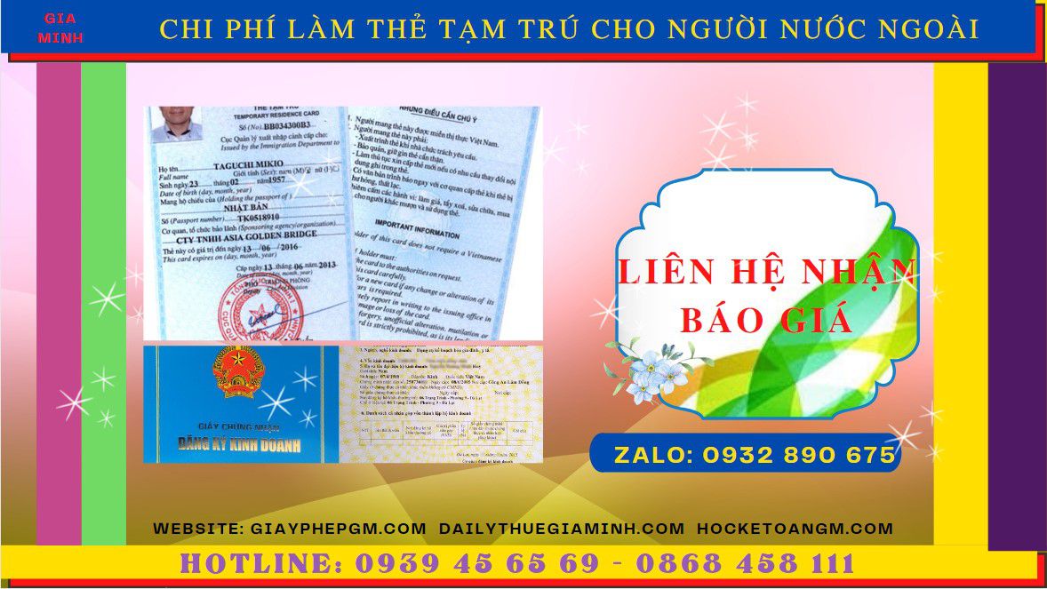 Chi phí xin cấp thẻ tạm trú cho người nước ngoài tại Yên Bái