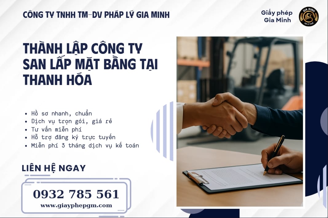 Thành lập công ty san lấp mặt bằng tại Thanh Hóa – Hướng dẫn chi tiết 2025 4 Thành lập công ty san lấp mặt bằng tại Thanh Hóa