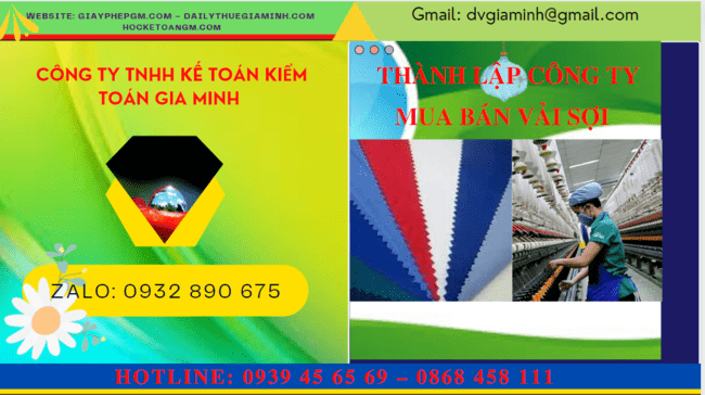 HƯỚNG DẪN THỦ TỤC THÀNH LẬP CÔNG TY KINH DOANH MUA BÁN VẢI SỢI 6 1