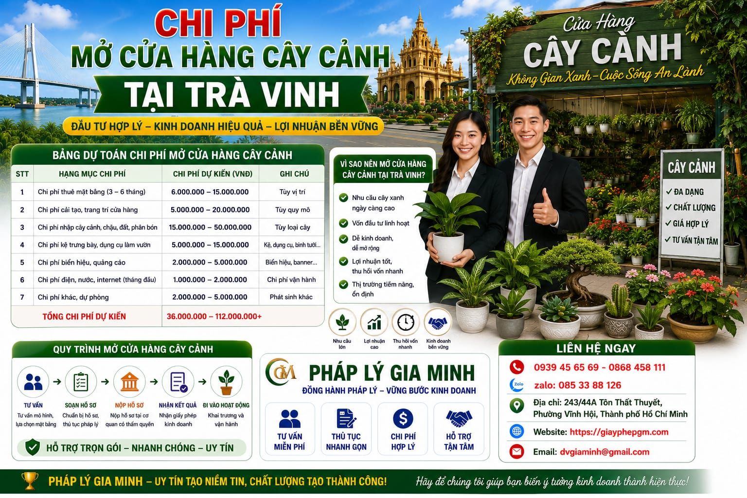 Chi phí mở cửa hàng cây cảnh tại Trà Vinh