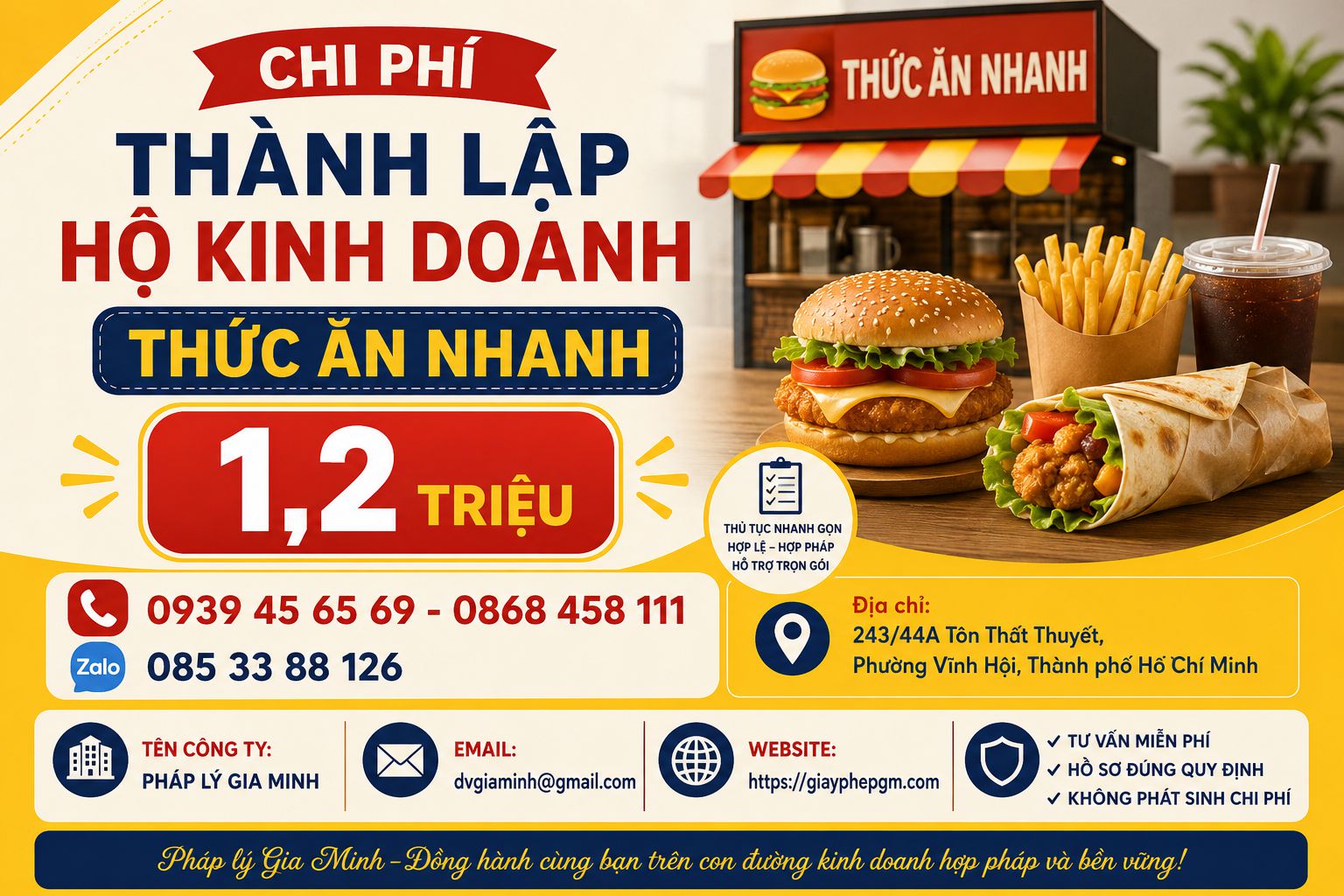 Chi phí mở cửa hàng thức ăn nhanh tại Đồng Nai