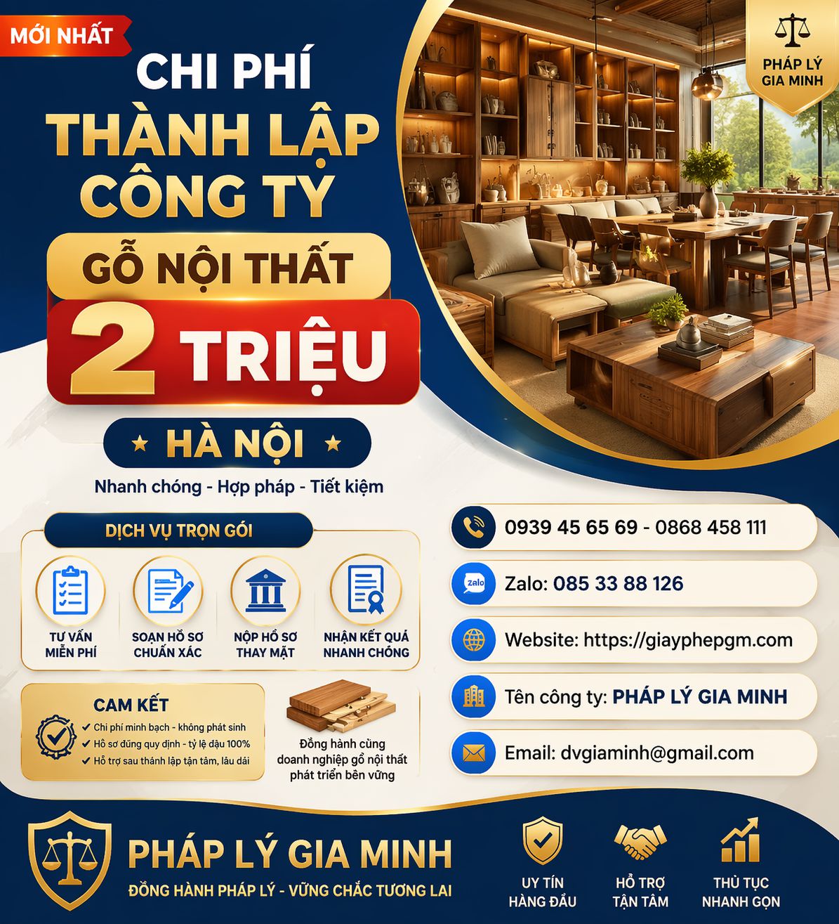 Thành lập công ty sản xuất đồ gỗ nội thất tại Hà Nội trọn gói – đúng ngành gỗ, triển khai nhanh 9 Chi phí thành lập công ty gỗ nội thất Hà Nội mới nhất