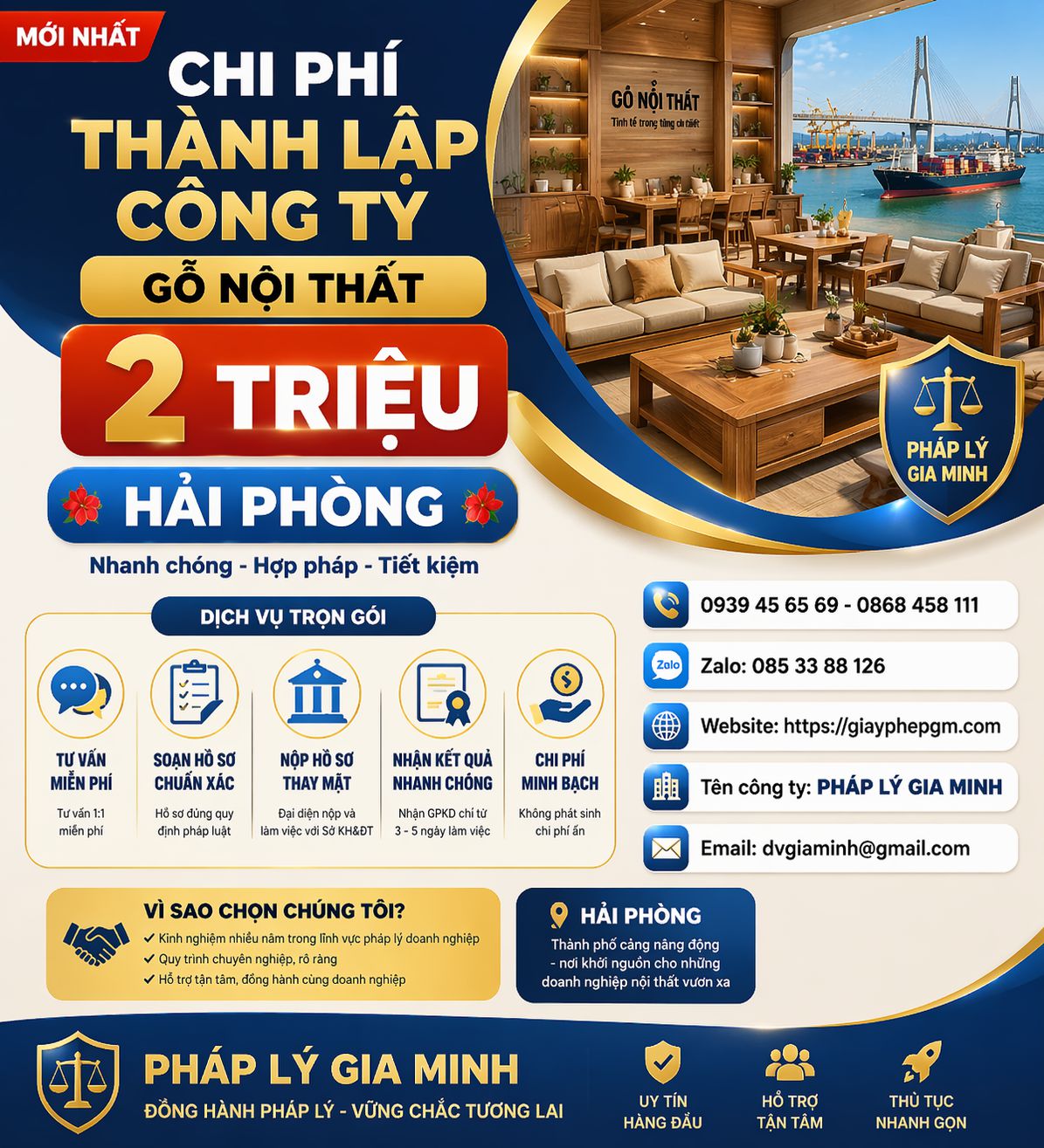 Thành lập công ty sản xuất đồ gỗ nội thất tại Hải Phòng trọn gói – Pháp lý chuẩn cho xưởng gỗ 11 Chi phí thành lập công ty gỗ nội thất Hải Phòng mới nhất