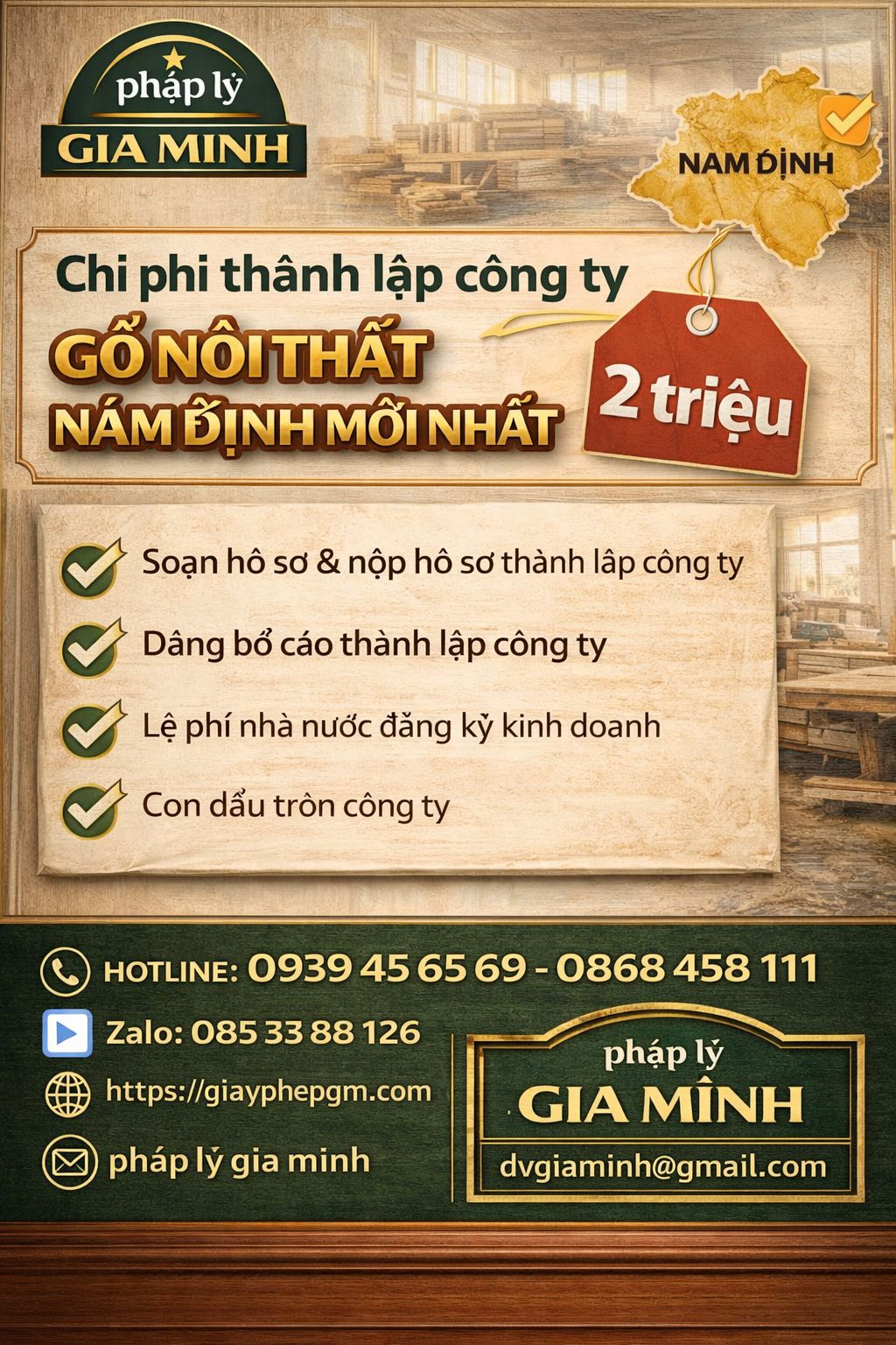 THÀNH LẬP CÔNG TY SẢN XUẤT ĐỒ GỖ NỘI THẤT TẠI YÊN BÁI 15 Chi phí thành lập công ty gỗ nội thất Yên Bái mới nhất
