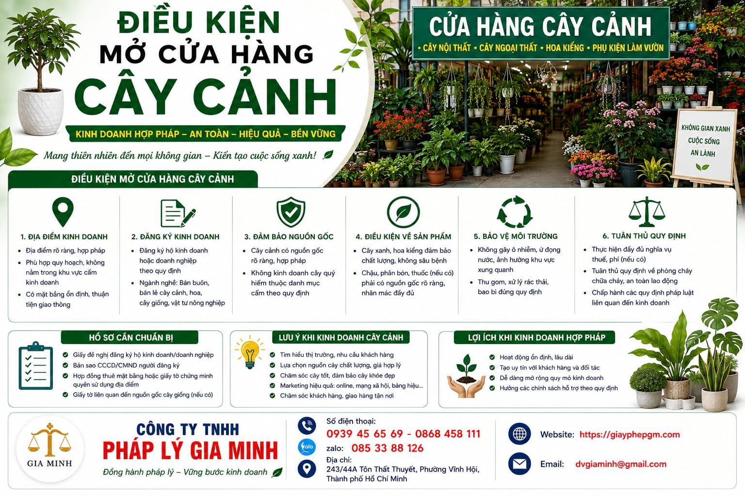 Điều kiện mở cửa hàng cây cảnh