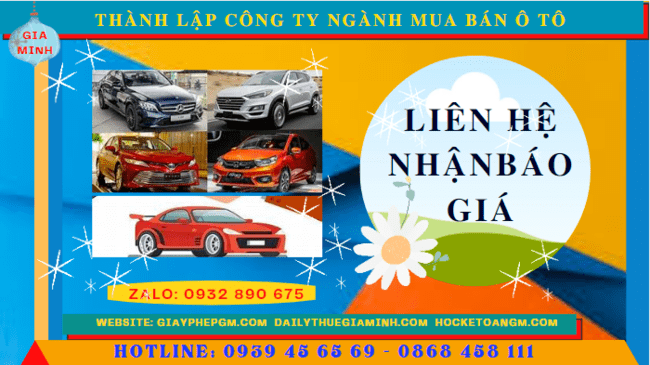Chi phí thành lập công ty kinh doanh ô tô trọn gói tại Bắc Ninh 
