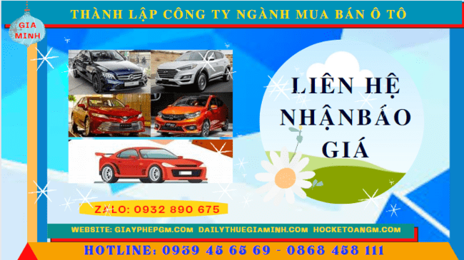 Chi phí thành lập công ty kinh doanh ô tô trọn gói tại Bình Dương