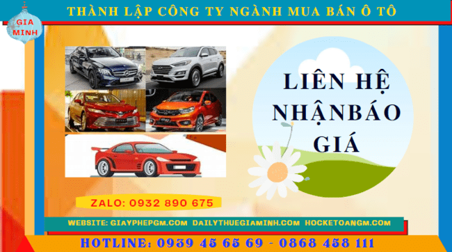 Chi phí thành lập công ty kinh doanh ô tô trọn gói tại Bình Phước