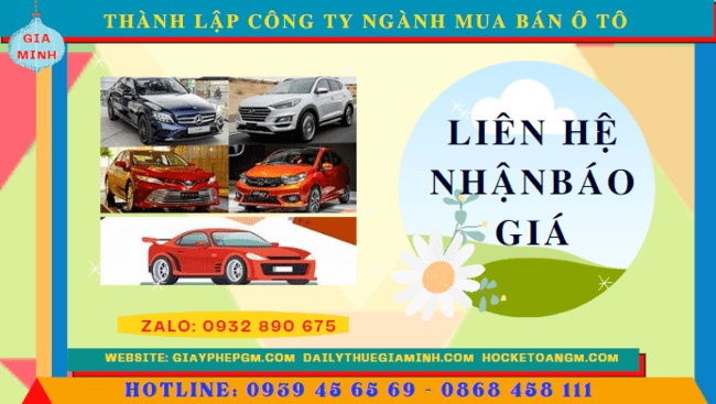 Chi phí thành lập công ty kinh doanh ô tô trọn gói tại Cà Mau