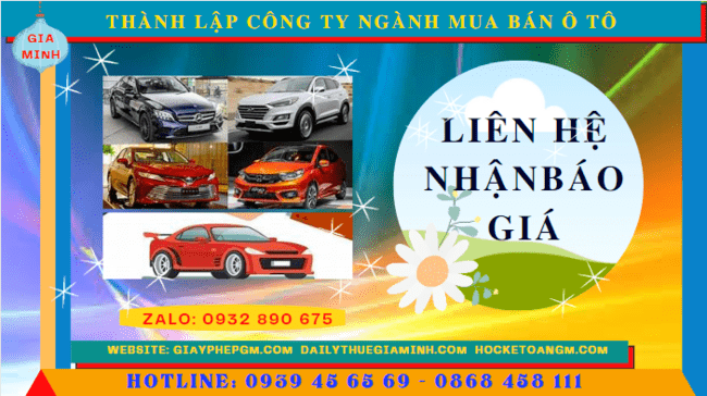 Chi phí thành lập công ty kinh doanh ô tô trọn gói tại Cần Thơ