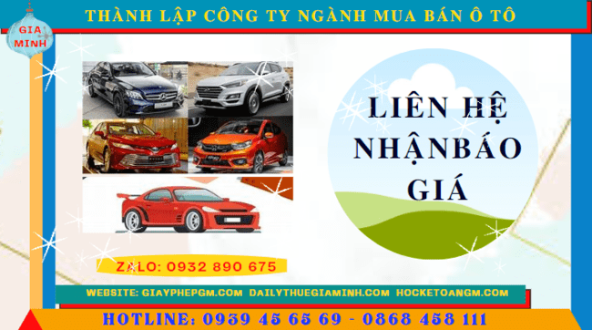 Chi phí thành lập công ty kinh doanh ô tô trọn gói tại Huế