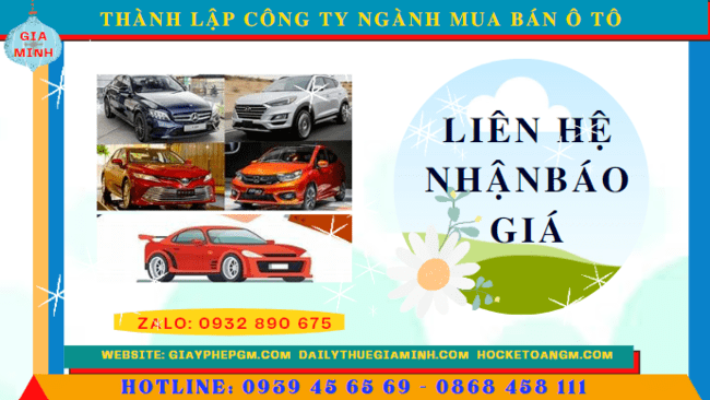 Chi phí thành lập công ty kinh doanh ô tô trọn gói tại Khánh Hòa