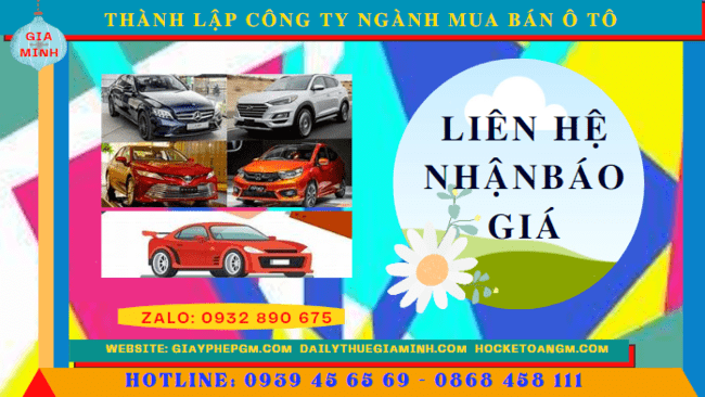 Chi phí thành lập công ty kinh doanh ô tô trọn gói tại Nghệ An