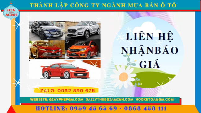 Chi phí thành lập công ty kinh doanh ô tô trọn gói tại Nha Trang
