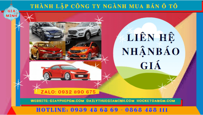 Chi phí thành lập công ty kinh doanh ô tô trọn gói tại Ninh Bình