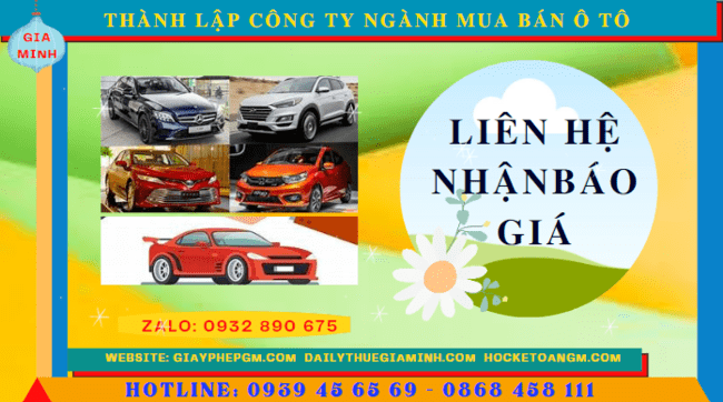 Chi phí thành lập công ty kinh doanh ô tô trọn gói tại Ninh Thuận