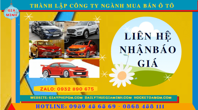 Thành lập công ty ngành mua bán ô tô tại phú thọ 5 Chi phí thành lập công ty kinh doanh ô tô trọn gói tại Phú Thọ