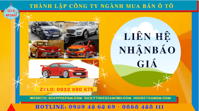 Chi phí thành lập công ty kinh doanh ô tô trọn gói tại Phú Yên