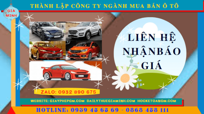 Chi phí thành lập công ty kinh doanh ô tô trọn gói tại Thái Bình