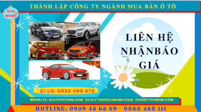 Chi phí thành lập công ty kinh doanh ô tô trọn gói tại Thanh Hóa