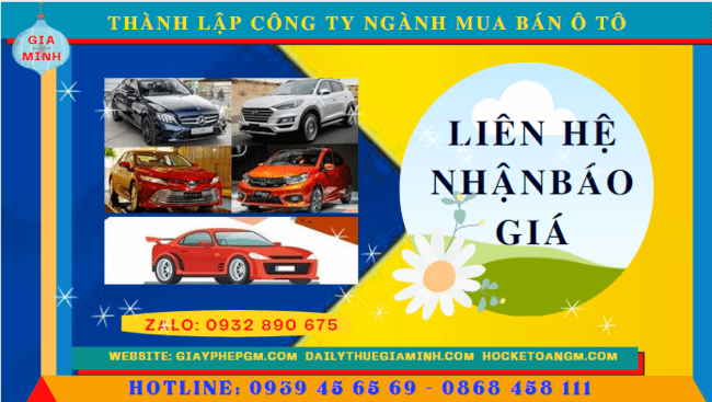 Chi phí thành lập công ty kinh doanh ô tô trọn gói tại Thành Phố Cần Thơ