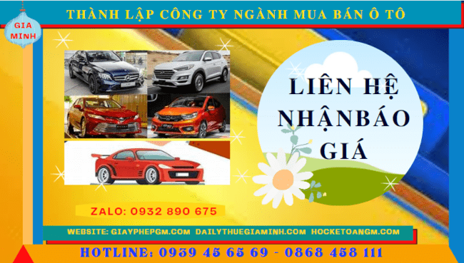 THÀNH LẬP CÔNG TY NGÀNH MUA BÁN Ô TÔ TẠI THÀNH PHỐ HỒ CHÍ MINH 5 Chi phí thành lập công ty kinh doanh ô tô trọn gói tại Thành Phố Hồ Chí Minh
