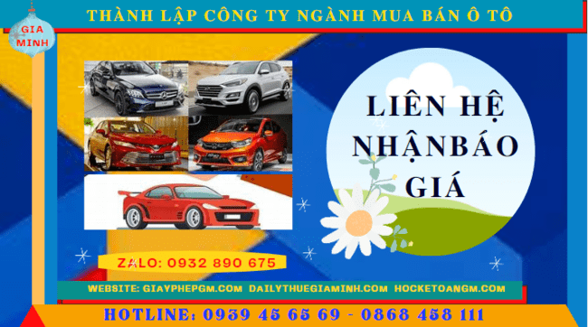 Chi phí thành lập công ty kinh doanh ô tô trọn gói tại Thành Phố Huế