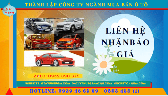 Chi phí thành lập công ty kinh doanh ô tô trọn gói tại Thành Phố Thủ Đức 