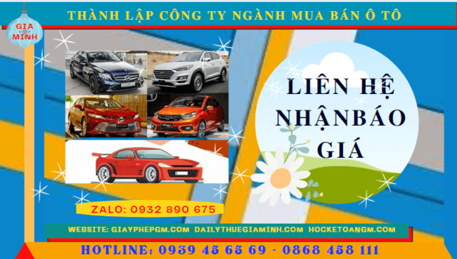 Chi phí thành lập công ty kinh doanh ô tô trọn gói tại TPHCM