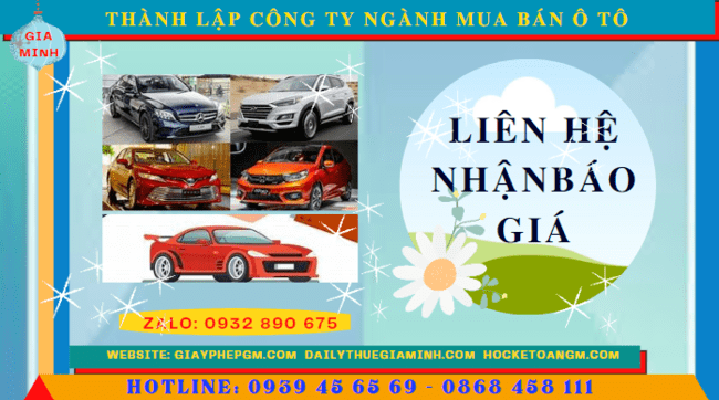 Chi phí thành lập công ty kinh doanh ô tô trọn gói tại Vĩnh Phúc