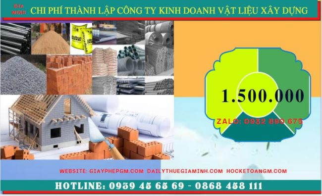 Chi phí thành lập công ty kinh doanh vật liệu xây dựng tại Bắc Ninh