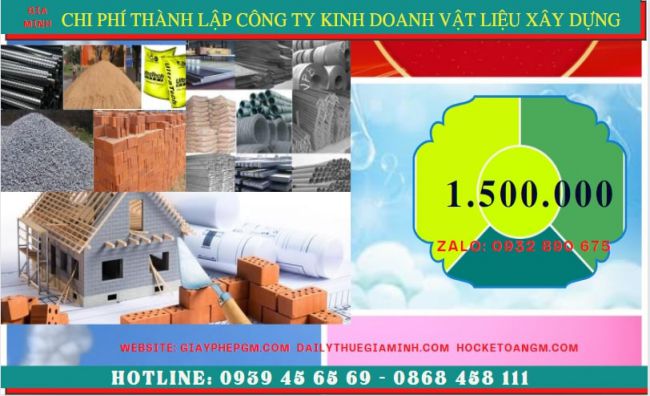THÀNH LẬP CÔNG TY CHUYÊN KINH DOANH VẬT LIỆU XÂY DỰNG TẠI CÀ MAU 5 Chi phí thành lập công ty kinh doanh vật liệu xây dựng tại Cà Mau