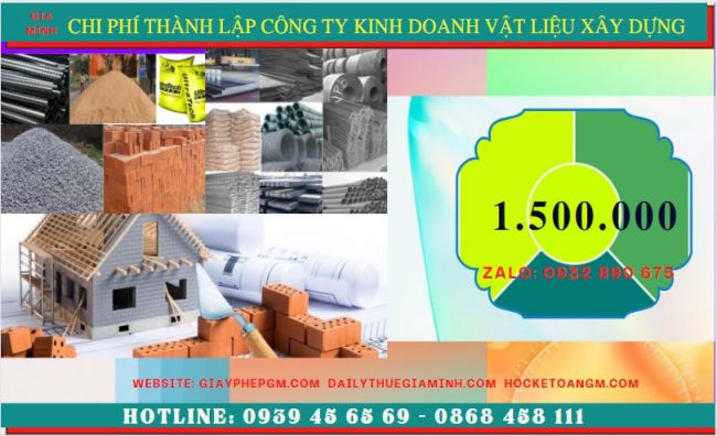 Chi phí thành lập công ty kinh doanh vật liệu xây dựng tại Đắk Lắk